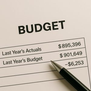 A very simple budget for a board to review with pen on top